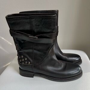 BOEMOS Studded Distressed Moto Boots Size 8